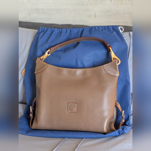 Dooney & Bourke Handbags - NWT Dooney & Bourke Florentine Leather Hobo Shoulder Bag Elephant  Taupe